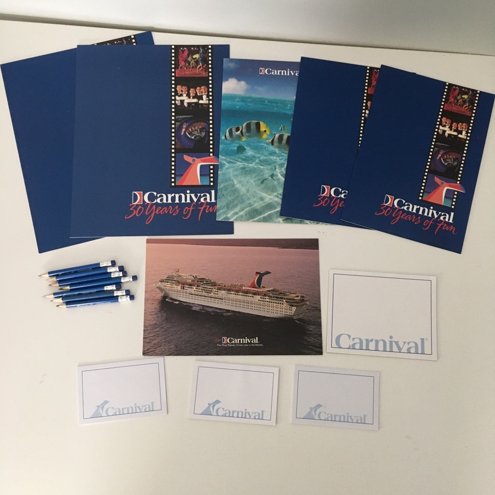 Huge Lot Carnival Cruise Line Pencils Note Pads Postcard & Picture Holders CCL